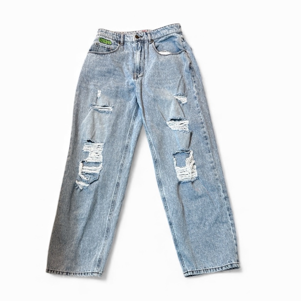 Empyre Tori Size 7 Blue Wash Distressed Woman's Teen Skater Jeans Y2K